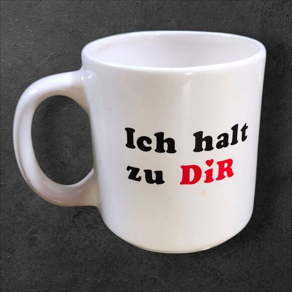 Vintage German 3D Hands Mug “Ich halt zu DiR” Support You Novelty Retro Rare - Picture 5 of 9